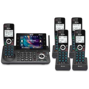 AT&T 5-Handset DECT 6.0 Cordless Home and Business Phone with Answering Machine, 5" Color Display, One-Touch Shortcut, Conference, Intercom, Smart Call Blocker, Bluetooth Connect to Cell: DLP73590