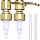 Gold Soap Dispenser Pump Replacement - 304 Stainless Steel Hand Liquid Soap and Lotion Dispenser Pumps Replacement for Regular Mouth Bottles, Standard 28/400 Neck Size,2 Pack