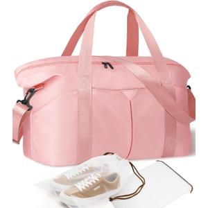 Duffle Bag for Travel, Carry-on Travel Bag with Trolley Sleeve, Sport Gym Bag for Women, Overnight Bag for Men, Hospital Bag for Labor and Delivery (Pink)