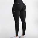 Butt Lifting Leggings with Flap Pockets Workout Cargo Leggings for Women High Waist Tummy Control Running Yoga Pants (M)