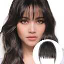Clip in Bangs 100% Real Human Hair fake bangs clip in hair extensions clip on bangs for women Wispy Fringe Bangs Natural Hair Pieces for Daily Wear(Wispy Bangs,Black)