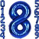 40Inch Navy Blue 8 Balloon Number Large Helium Royal Blue Number Balloons 0-9 Giant Digital 8th Foil Mylar Big Party Balloon for Boy Birthday Party Anniversary Graduation Decorations