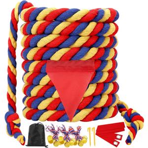 Outdoor Yard Games 40FT Tug of War Rope for Kids Adult, Field Day Family Reunion Birthday Party Games, Halloween Carnival Easter Outside Lawn Yard Fun Games for Team Building Activities, Tricolor