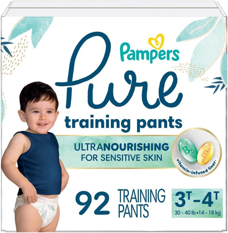 Pampers Pure Protection Training Underwear, Unisex, Size 3T4T, 92 Count, Premium, Hypoallergenic, Soft, Absorbent