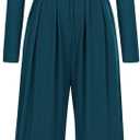 PRETTYGARDEN Jumpsuits For Women Dressy Casual Fall Fashion 2025 Long Sleeve Mock Neck Romper Business Work One Piece Outfits (Large, Lake Blue)