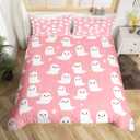 Feelyou Happy Halloween Bedding Set for Girls Boys Kids Twin Size Cute Cartoon Ghost Comforter Cover Set Room Decor Witchcraft Duvet Cover Pink Horror Theme Bedspread Cover 2Pcs, No Comforter