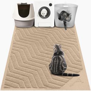 WePet Cat Litter Box Mat(No. 02-2), Kitty Premium PVC Pad, Durable Trapping Rug, Phthalate Free, Urine-Resistant, Scatter Control, XXL 47 x 36, Beige (47x36 Inch (Pack of 1))