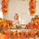 RECUTMS 2 Pcs Fall Garland Autumn Leaves Wreath Fall Decor Autumn Decor for Home Artificial Fall Foliage Garland Thanksgiving Decoration for Home Wedding Fireplace Party (Hyellow)