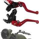 Sporacingrts 1 Pair 7/8" Handlebar Motorcycle Brake Clutch Lever with Master Cylinder Reservoir Compatible with Yamaha Kawasaki Suzuki(Universal) (Red)