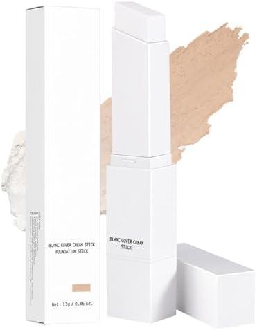gtalmp Cover Cream Stick, Color Changing Foundation Stick, Skin Matching Cover Cream with Medium to Full Coverage Dewy Finish Base Makeup, Dual-Ended with Detachable Brush (Light)