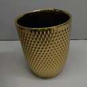 Modern Golden Small Trash Can Wastebasket, Garbage Container Bin for Bathrooms, Powder Rooms, Kitchens, Home Offices - Durable Ceramics - Round