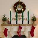 YAUNGEL 6 Pcs Christmas Tree Candles with Metal Candle Holder, Real Wax Christmas Tree Candles with Remote Timer, Flameless Tree Candlesticks Battery Operated Flickering Flame for New Year Xmas Decor