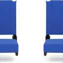 Flash Furniture Grandstand Portable Stadium Seats for Bleachers or Benches, Folding Padded Stadium Chairs with Handle, Pack of 2, 500 lb. Weight Capacity, Blue (Set of 2)