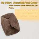 Unstuffed Pouf Cover No Filler Storage Ottoman, Multi-Functional Footrest & Floor Chair for Living Room, Bedroom, Balcony (Coffee, 26x26x18 Inches)