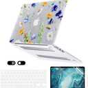 Case for MacBook Air 13 inch A1466 A1369 2010-2017 Release, 5 in 1 Matte Clear Hard Shell&Keyboard Cover&Screen Protector&Webcam Cover Compatible with Older Version Mac Air 13.3 inch - Floral