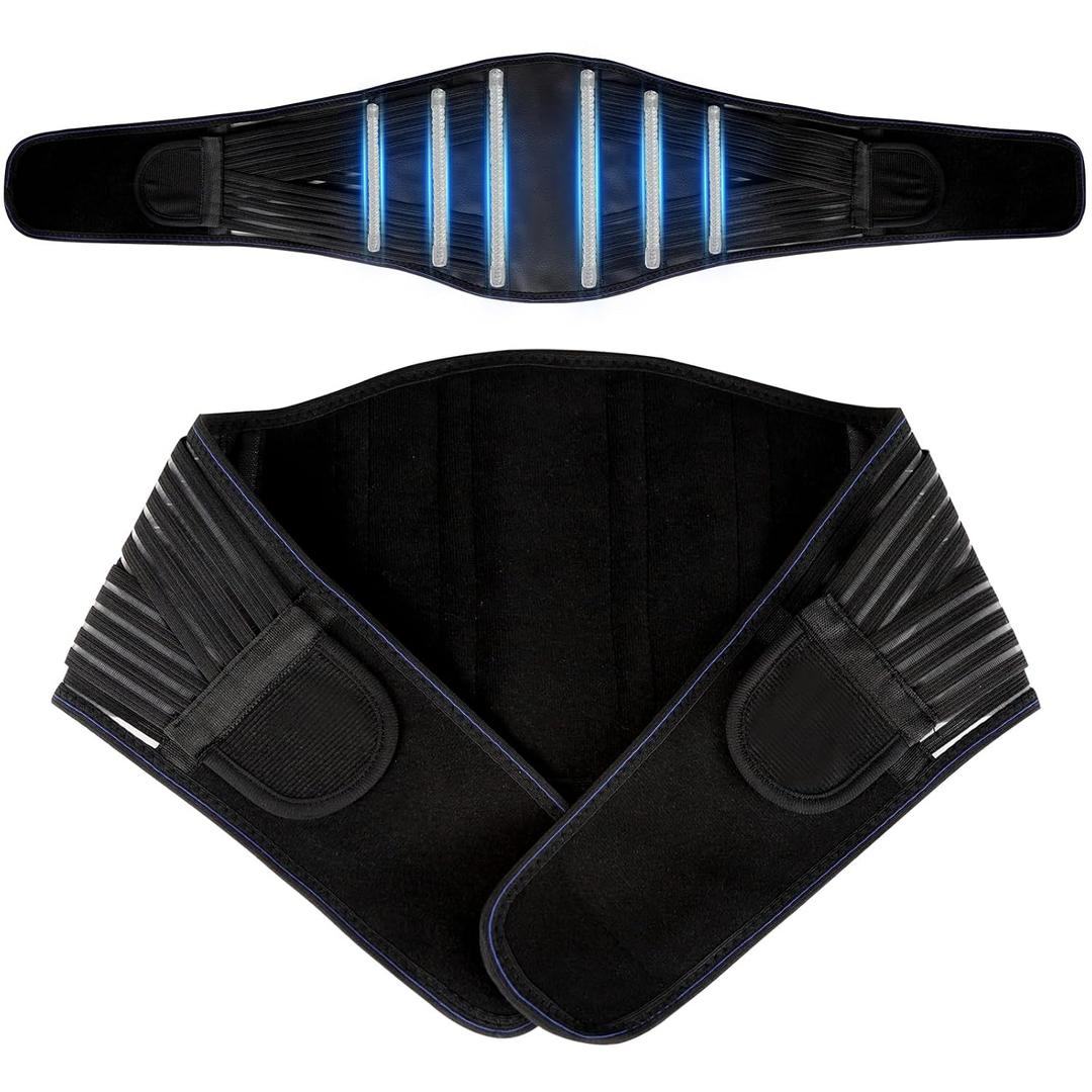 Back Brace for Lower Back Pain Relief, Lumbar Support Belt for Men&Women for Work, Breathable Back Support Belt with 6 Flexible Spring, 2 Elastic Bands For Sciatica, Herniated Disc, Scoliosis(X-Large)