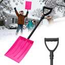 Kids Snow Shovel, Comfortable Strong D Handle Grip Detachable Lightweight Small Winter Snow Shoveling Tool for Children Toddler to Home Courtyard Camping Beach Driveway(Pink)