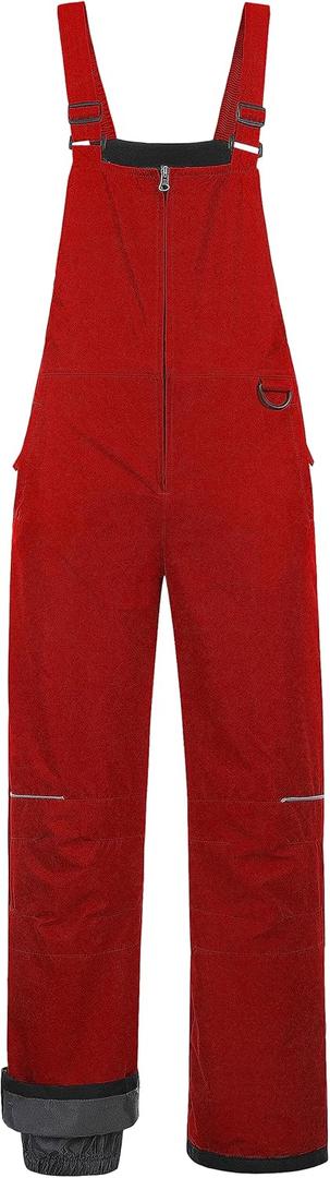 CREATMO US Girl's Snow Bibs Kids Ski Pants Waterproof Insulated Winter Overalls (10-12, Red)