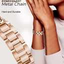 JR.DM Gold Watch Bands for Women Compatible with Fitbit Versa 4/Versa 3/Fitbit Sense 2/Sense Band Adjustable Metal Strap Cowboy Steel Chain Bracelet
