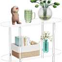 Clear Acrylic Console Table, 31.5" L x 11.8" W x 20" H, 2 Tier Oval Small Transparent Storage shelf Side End Sofa Entry Entryway Table for Sofa, Foyer, Hallway, Living Room