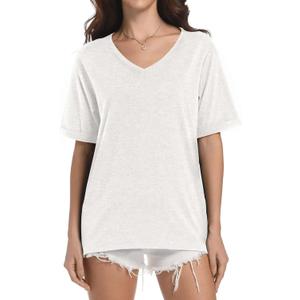 Auriviz Womens Cotton Tops Basic Short Sleeve Oversized Tshirts Short Sleeve Tees Boxy Yoga Gym Workout Shirts (Gray, S)