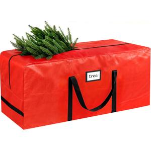 HABGP 7.5 ft Christmas Tree Storage Bag, Fits Artificial Xmas Holiday Tree, Durable Christmas Tree Storage Box Waterproof Material with Zippered Bag & Carry Handles, Protects from Dust, Moisture - Red
