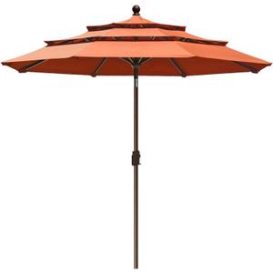EliteShade USA 9Ft 3 Tiers Market Umbrella Patio Umbrella Outdoor Table Umbrella with Ventilation and 5 Years Non-Fading Top, Rust