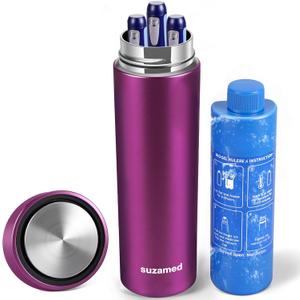 Insulin Cooler Travel Case TSA Approved, Portable Medication Cooler for Travel Fits 34 Pens, Refrigerated Medicine Case for Diabetic Supplies, Medicine Organizer with Reusable Ice Pack (Purple)