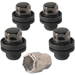 Farad GalaxyLock 382/MX Black Chromed Lug nut Wheel-Locks Kit Suitable for Toyota Camry (M12 X 1.5 Thread Size) - Set of 4 Lug Nuts + 1 Key