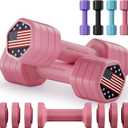 Zempox Adjustable Dumbbell Set of 2, 4 in 1 Hand Weights for Women at Home, 5 lb Weights Dumbbells set of 2, Each 2lb 3lb 4lb 5lb with TPU Soft Rubber Handle for Home Gym Exercise Training (Pink)