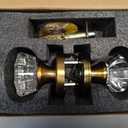 Antique Brass Door Knobs Glass Door Knobs Interior with Lock, Vintage Crystal Privacy Octagon Door Knobs for Bedroom Bathroom