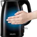 KRUPS: 1.5L Electric Kettle, Cool Touch Stainless Steel Interior, 1500 Watt, Fast Boiling, one cup in 80 seconds, Double Wall, Fast Boiling, Auto Off, Keep Warm, Cordless Black (1.6 Quarts)