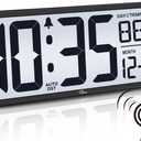 WallarGe 14.5'' Atomic Clock with Backlight, Large Digital Wall Clock Battery Operated, Large Display with Temperature and Date, Easy to Read and Set Digital Wall Clock, Auto DST