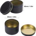 48 Pack Black Steel Round Candle Tins with Lids, 4 oz Capacity, Matte Black Finish for DIY Candle Making and Storage
