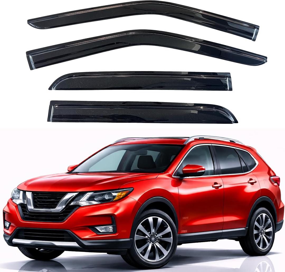 KPY Rain Guards Fit for 2014-2020 Nissan Rogue, Out-Channel Window Visors Vent Wind Deflectors 4PC, Car Accessories for 14-20 Rogue (Excludes Sport Model)