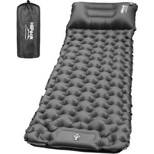 HiiPeak Sleeping Pad for Camping- Ultralight Inflatable Sleeping Mat with Built-in Foot Pump & Pillow, Upgraded Compact Camping Air Mattress for Camping, Backpacking, Hiking (Grey)