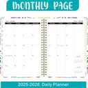 2 x Daily Planner 2025-2006, Weekly & Monthly Planner,July 2025 - June 2026 Day Planner, 6.2 x 8.25 Flexible CoverWirebound Note Pages with Monthly Tab, Back Pocket, Premium Paper,(Flower B09)