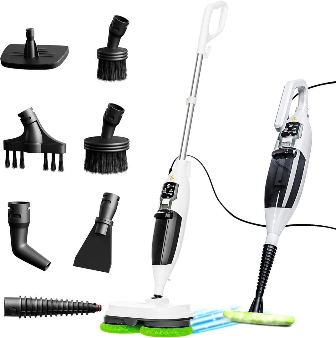 Electric Steam Mop  15-in-1 Detachable Floor Scrubber with 3 Steam Modes  Electric Mop for Hardwood Floors, Kitchen Hoods & Worktops Cleaning