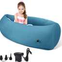 Sensory Peapod Chair for Kids, 60" Inflatable Peapod for Children, Sensory Toys for Kids with Autism, Inflatable Peapod Canoe with Electric Air Pump, Light Blue