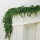 2 PCS-9FT Artificial Norfolk Pine Garlands - Real Touch Winter Pine Garland, Green Artificial Greenery Garland for Table, Mantle, Wall, Indoor, Outdoor Christmas Decorations