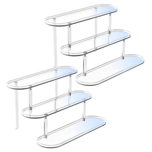 DEMEGA Acrylic Risers Display Stand, Clear Perfume Organizer, Clear Cupcake Stand Holder, Dessert Display for Party, Display Shelf for Cologne Skincare Collection