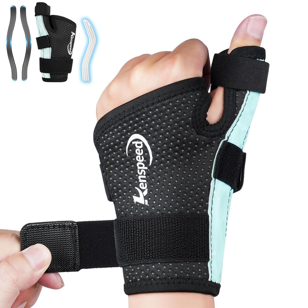 Wrist & Thumb Brace Left Hand Carpal Tunnel Wrist Brace Night Support Thumb Stabilizer, Thumb Spica Splint Right Hand for Dequervain's Tenosynovitis, Tendonitis, Arthritis (Blue-Left, M)