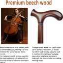 Wooden Walking Cane with 5 Height for Men and Women, Handmade Wood Cane with Comfort Grip Handle, Supportive Mobility Aid for Seniors, Fashionable & Classic Lightweight Stick