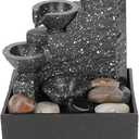 Tabletop Fountain, Desktop USB Small Water Fountains Indoor Waterfall Fountain Mini Waterfall, with Irregular Stones and Decorative LED Lights, for Indoor Home Office Table Decoration