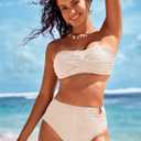 Pink Queen High Waisted Bikini Set for Women Strapless Bathing Suit Beige L