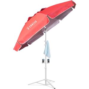 AMMSUN Shade Umbrella, Premium Portable Umbrella with Stand, 6.5ft Lightweight Free Standing Canopy for Sporting Games, Adjustable Instant Sun Protection and Easy to Carry, Pink