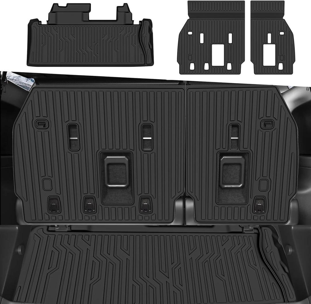 Cargo Mat Compatible with Toyota Sienna 2021-2025 7&8 Seat Trunk Mat & Backrest Liner TPE Cargo Liner 3rd Row Back Seat Cover Replacement for 2021 2022 2023 2024 2025 Toyota Sienna Accessories