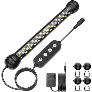 Led Aquarium Light with Timer, Submersible Aquarium Plant Light, Fish Tank Light with Auto On/Off, 3 Lighting Modes, Adjustable Brightness (7 inch for 7.8-17inch Planted Tank), 5W
