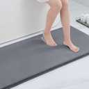 Smiry Memory Foam Bath Mat 47x24, Extra Soft and Absorbent Bathroom Mats, Non Slip Washable Carpet for Floor, Shower and Tub, Dark Grey