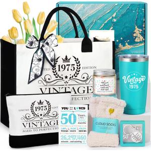 Suhctuptx 50th Birthday Gifts for Her 30th 40th 60th Birthday Gifts for Women 1975 1985 30 40 50 60 Year Old Happy Tote Bag